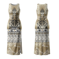 Aotearoa Iwi Waikato Tainui Family Matching Tank Maxi Dress and Hawaiian Shirt Maori Wharenui House Tribal Pattern