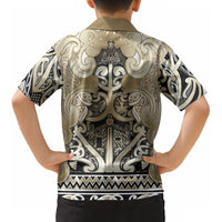 Aotearoa Iwi Waikato Tainui Kid Hawaiian Shirt Maori Wharenui House Tribal Pattern