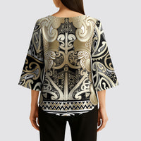 Aotearoa Iwi Waikato Tainui Kimono Sleeve Blouse Maori Wharenui House Tribal Pattern