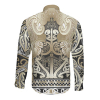 Aotearoa Iwi Waikato Tainui Long Sleeve Button Shirt Maori Wharenui House Tribal Pattern