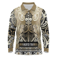 Aotearoa Iwi Waikato Tainui Long Sleeve Polo Shirt Maori Wharenui House Tribal Pattern