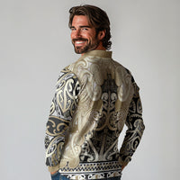 Aotearoa Iwi Waikato Tainui Long Sleeve Polo Shirt Maori Wharenui House Tribal Pattern