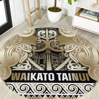 Aotearoa Iwi Waikato Tainui Round Carpet Maori Wharenui House Tribal Pattern