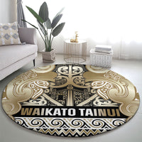 Aotearoa Iwi Waikato Tainui Round Carpet Maori Wharenui House Tribal Pattern