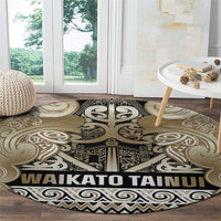 Aotearoa Iwi Waikato Tainui Round Carpet Maori Wharenui House Tribal Pattern