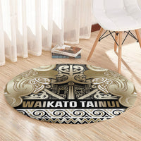 Aotearoa Iwi Waikato Tainui Round Carpet Maori Wharenui House Tribal Pattern