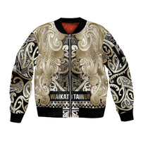Aotearoa Iwi Waikato Tainui Sleeve Zip Bomber Jacket Maori Wharenui House Tribal Pattern