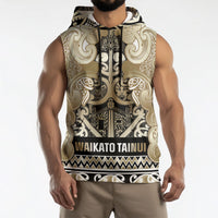 Aotearoa Iwi Waikato Tainui Sleeveless Hoodie Maori Wharenui House Tribal Pattern