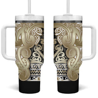 Aotearoa Iwi Waikato Tainui Tumbler With Handle Maori Wharenui House Tribal Pattern