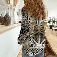 Aotearoa Iwi Waikato Tainui Women Casual Shirt Maori Wharenui House Tribal Pattern