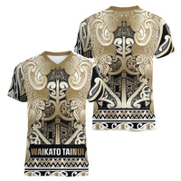 Aotearoa Iwi Waikato Tainui Women V-Neck T-Shirt Maori Wharenui House Tribal Pattern