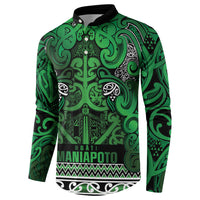 Aotearoa Iwi Ngati Maniapoto Button Sweatshirt Maori Wharenui House Tribal Pattern
