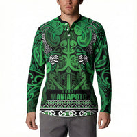 Aotearoa Iwi Ngati Maniapoto Button Sweatshirt Maori Wharenui House Tribal Pattern