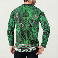 Aotearoa Iwi Ngati Maniapoto Button Sweatshirt Maori Wharenui House Tribal Pattern
