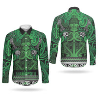 Aotearoa Iwi Ngati Maniapoto Couples Matching Long Sleeve Bodycon Dress and Long Sleeve Button Shirt Maori Wharenui House Tribal Pattern