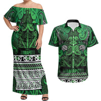 Aotearoa Iwi Ngati Maniapoto Couples Matching Off Shoulder Maxi Dress and Hawaiian Shirt Maori Wharenui House Tribal Pattern