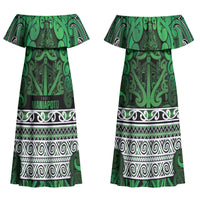 Aotearoa Iwi Ngati Maniapoto Couples Matching Off Shoulder Maxi Dress and Hawaiian Shirt Maori Wharenui House Tribal Pattern