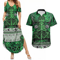 Aotearoa Iwi Ngati Maniapoto Couples Matching Summer Maxi Dress and Hawaiian Shirt Maori Wharenui House Tribal Pattern
