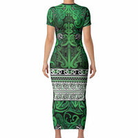 Aotearoa Iwi Ngati Maniapoto Short Sleeve Bodycon Dress Maori Wharenui House Tribal Pattern