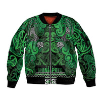 Aotearoa Iwi Ngati Maniapoto Sleeve Zip Bomber Jacket Maori Wharenui House Tribal Pattern