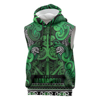 Aotearoa Iwi Ngati Maniapoto Sleeveless Hoodie Maori Wharenui House Tribal Pattern