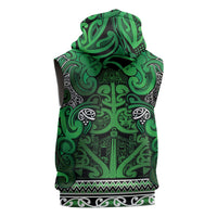 Aotearoa Iwi Ngati Maniapoto Sleeveless Zip Hoodie Maori Wharenui House Tribal Pattern