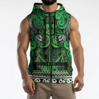 Aotearoa Iwi Ngati Maniapoto Sleeveless Zip Hoodie Maori Wharenui House Tribal Pattern
