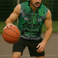 Aotearoa Iwi Ngati Maniapoto Sleeveless Zip Hoodie Maori Wharenui House Tribal Pattern