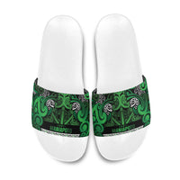 Aotearoa Iwi Ngati Maniapoto Slide Sandals Maori Wharenui House Tribal Pattern