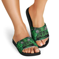 Aotearoa Iwi Ngati Maniapoto Slide Sandals Maori Wharenui House Tribal Pattern