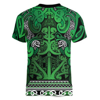 Aotearoa Iwi Ngati Maniapoto Women V-Neck T-Shirt Maori Wharenui House Tribal Pattern