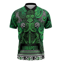 Aotearoa Iwi Ngati Maniapoto Zipper Polo Shirt Maori Wharenui House Tribal Pattern