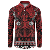 Aotearoa Iwi Te Arawa Button Sweatshirt Maori Wharenui House Tribal Pattern