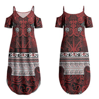 Aotearoa Iwi Te Arawa Couples Matching Summer Maxi Dress and Hawaiian Shirt Maori Wharenui House Tribal Pattern
