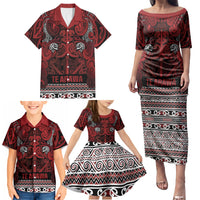 Aotearoa Iwi Te Arawa Family Matching Puletasi and Hawaiian Shirt Maori Wharenui House Tribal Pattern