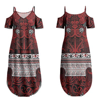 Aotearoa Iwi Te Arawa Family Matching Summer Maxi Dress and Hawaiian Shirt Maori Wharenui House Tribal Pattern