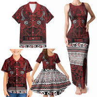 Aotearoa Iwi Te Arawa Family Matching Tank Maxi Dress and Hawaiian Shirt Maori Wharenui House Tribal Pattern