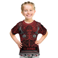 Aotearoa Iwi Te Arawa Kid T Shirt Maori Wharenui House Tribal Pattern