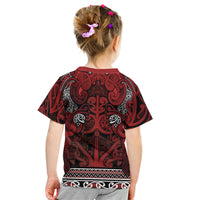 Aotearoa Iwi Te Arawa Kid T Shirt Maori Wharenui House Tribal Pattern