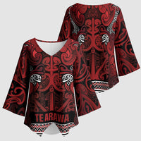 Aotearoa Iwi Te Arawa Kimono Sleeve Blouse Maori Wharenui House Tribal Pattern