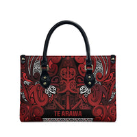 Aotearoa Iwi Te Arawa Leather Bag Maori Wharenui House Tribal Pattern