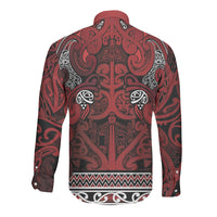 Aotearoa Iwi Te Arawa Long Sleeve Button Shirt Maori Wharenui House Tribal Pattern