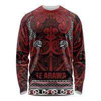 Aotearoa Iwi Te Arawa Long Sleeve Shirt Maori Wharenui House Tribal Pattern