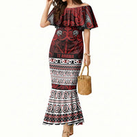 Aotearoa Iwi Te Arawa Mermaid Dress Maori Wharenui House Tribal Pattern
