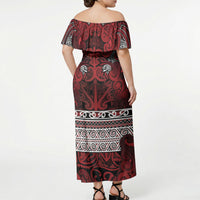 Aotearoa Iwi Te Arawa Off Shoulder Maxi Dress Maori Wharenui House Tribal Pattern