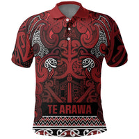 Aotearoa Iwi Te Arawa Polo Shirt Maori Wharenui House Tribal Pattern