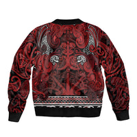 Aotearoa Iwi Te Arawa Sleeve Zip Bomber Jacket Maori Wharenui House Tribal Pattern