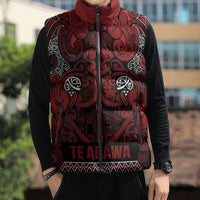 Aotearoa Iwi Te Arawa Sleeveless Puffer Jacket Maori Wharenui House Tribal Pattern
