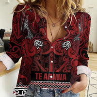 Aotearoa Iwi Te Arawa Women Casual Shirt Maori Wharenui House Tribal Pattern