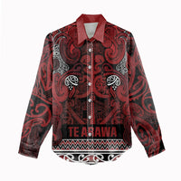 Aotearoa Iwi Te Arawa Women Casual Shirt Maori Wharenui House Tribal Pattern